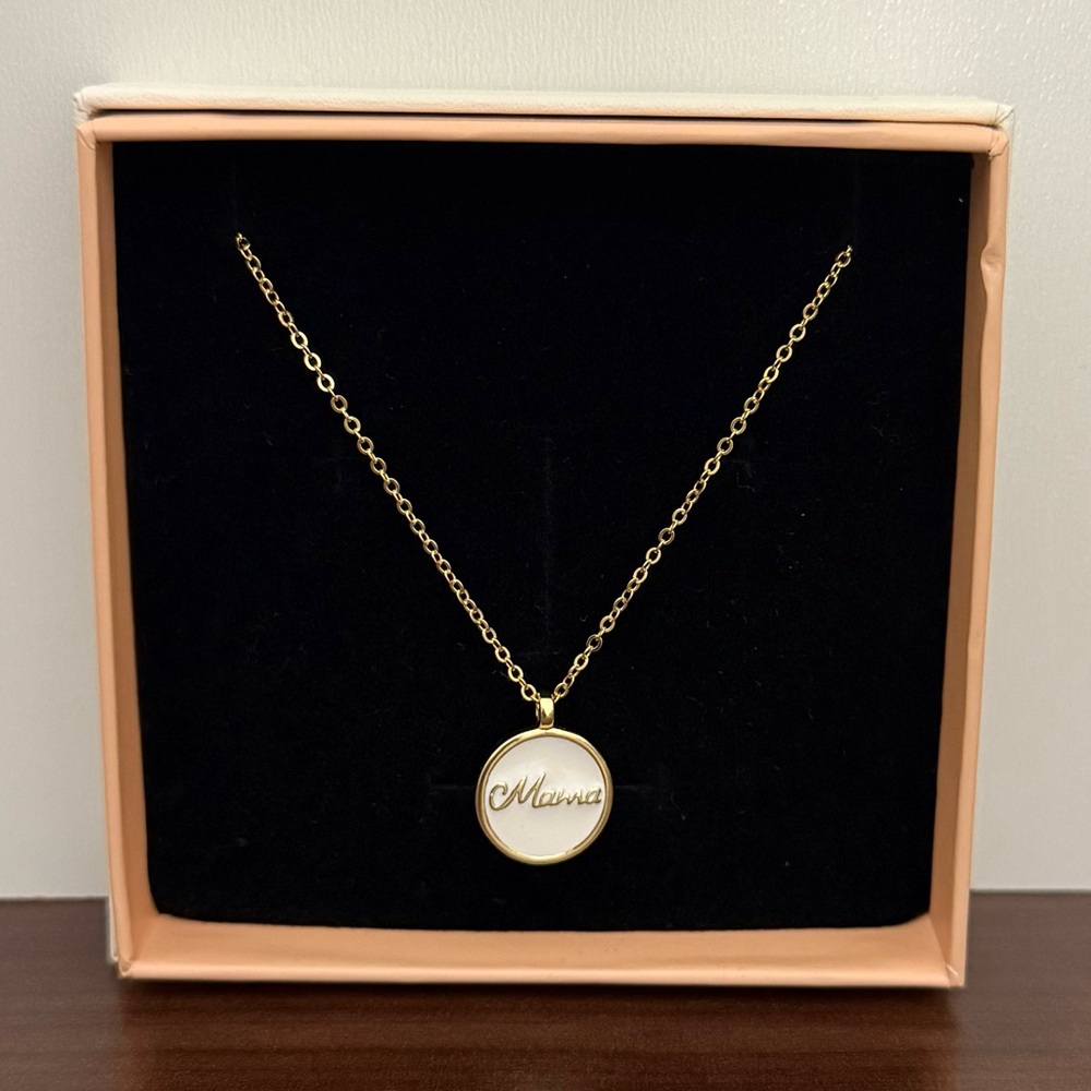 14k Gold Filled Enamel “Mama” Pendant Sterling Silver Necklace